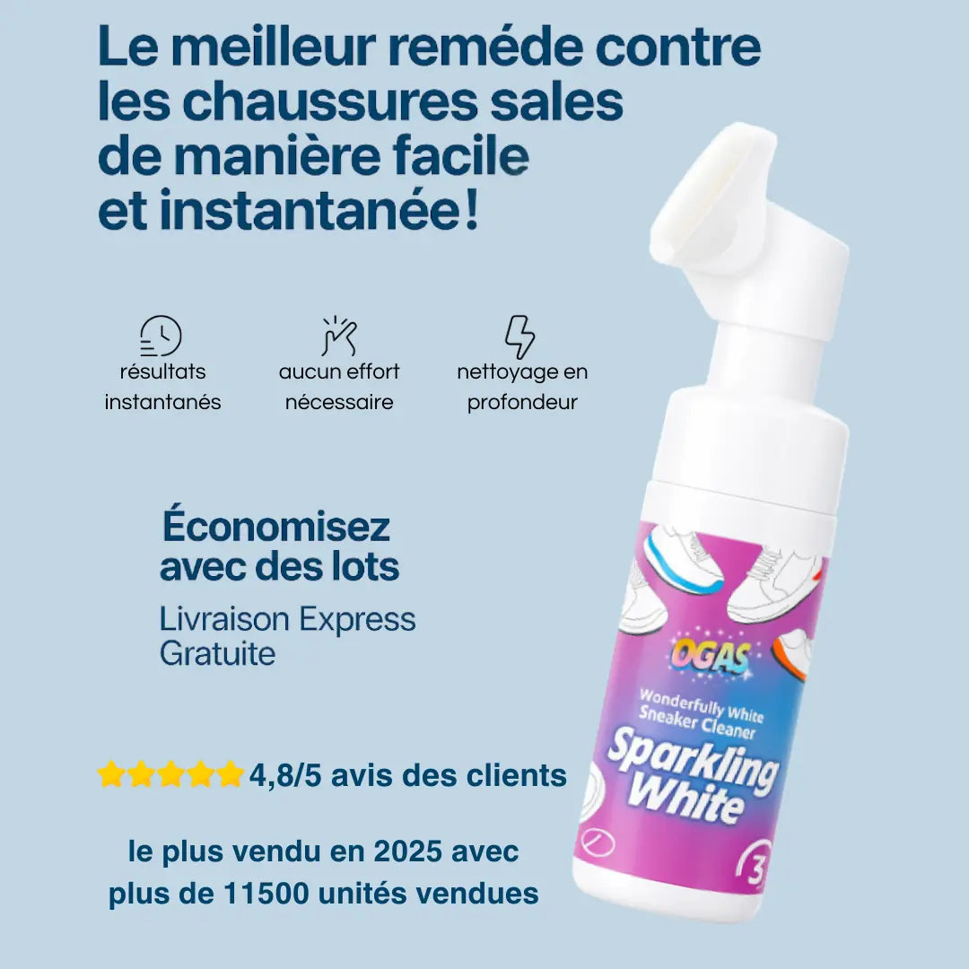 🧼👟 Nettoyant Mousse Chaussures + Brosse – Pour des Chaussures Propres en Quelques Secondes ✨