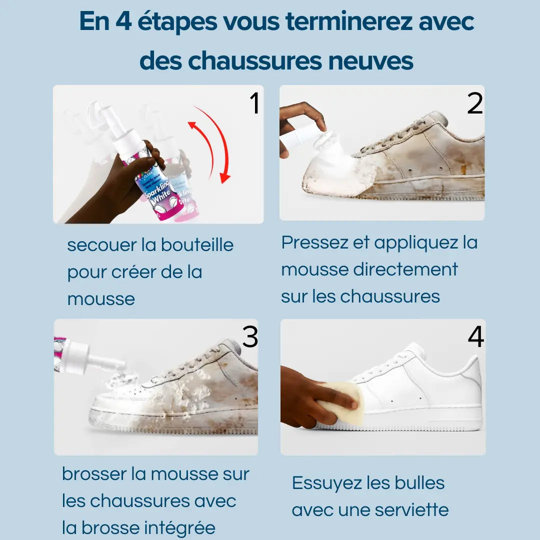 🧼👟 Nettoyant Mousse Chaussures + Brosse – Pour des Chaussures Propres en Quelques Secondes ✨